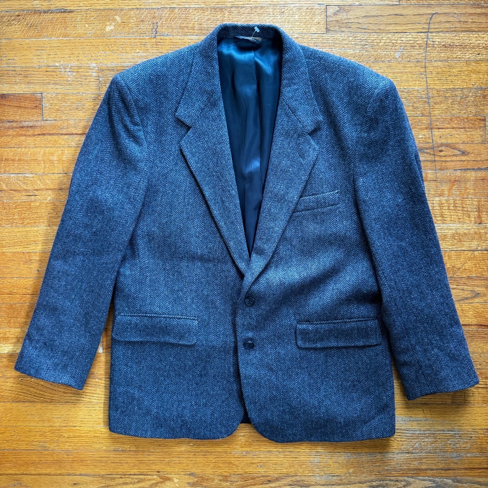 Cricketeer Mens 42S Gray Herringbone Wool Blazer Sport Coat Made in USA‎ Vintage